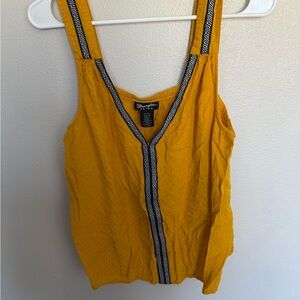 Wrangler Retro Western Wear Mustard Tank Top with Black Aztec Trim Size L